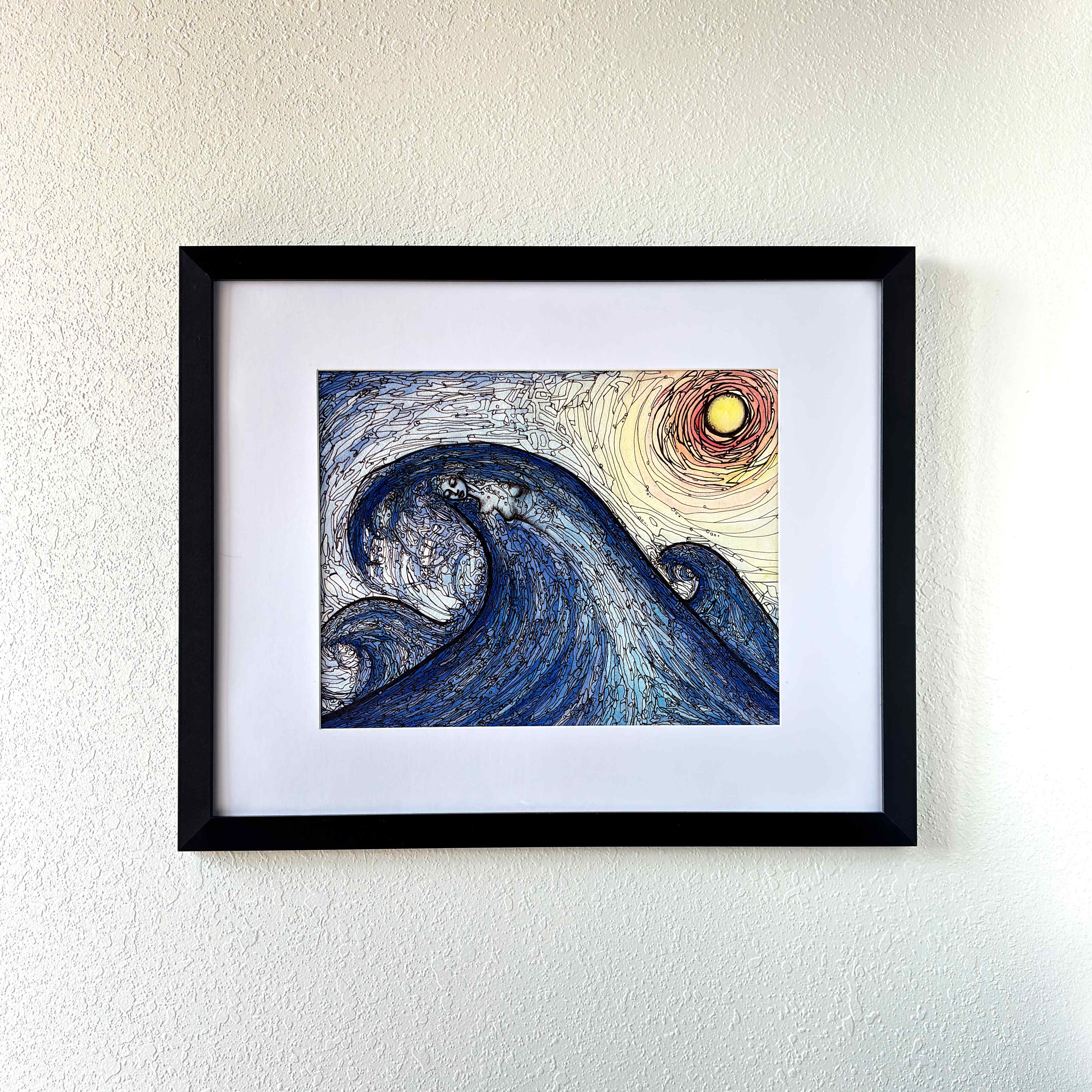 Wave Maiden | Original Ink and Watercolor Painting – Melody Sage Arts