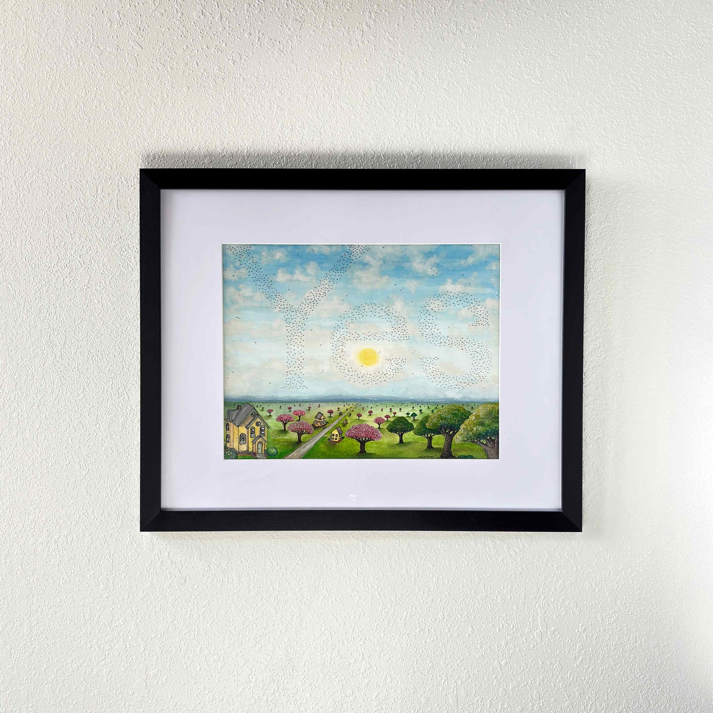 Por cierto, cientos de pájaros dicen que sí | Pintura original en tinta y acuarela