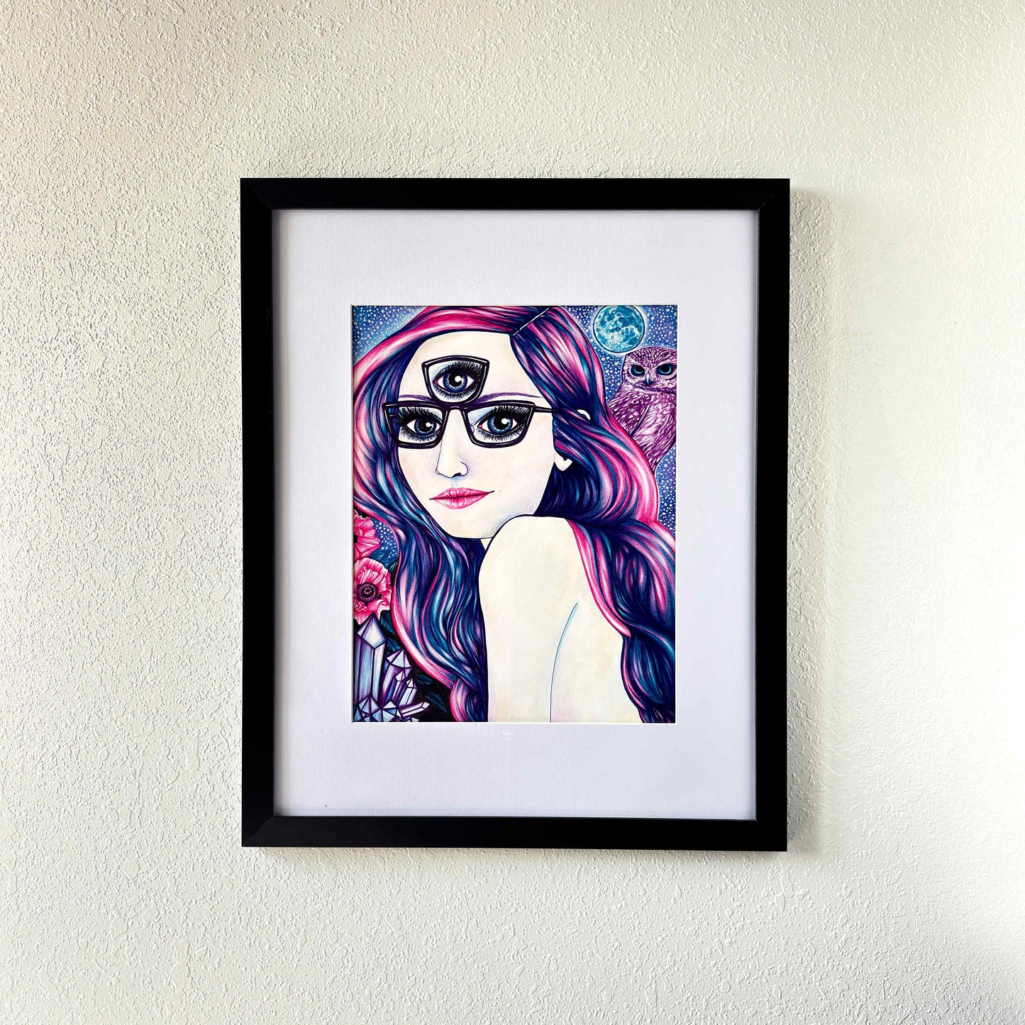 La chica de las gafas del tercer ojo | Pintura original en técnica mixta