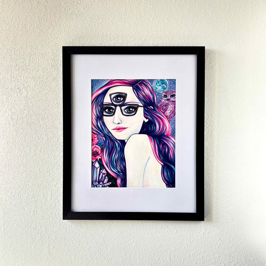 The Girl in the Third Eye Glasses | Original Mixed Media Painting