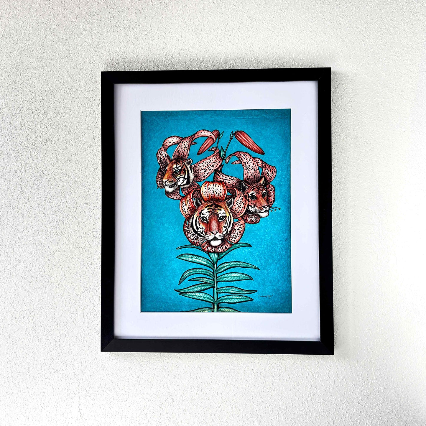 Lirios tigres | Dibujo original en tinta y rotulador