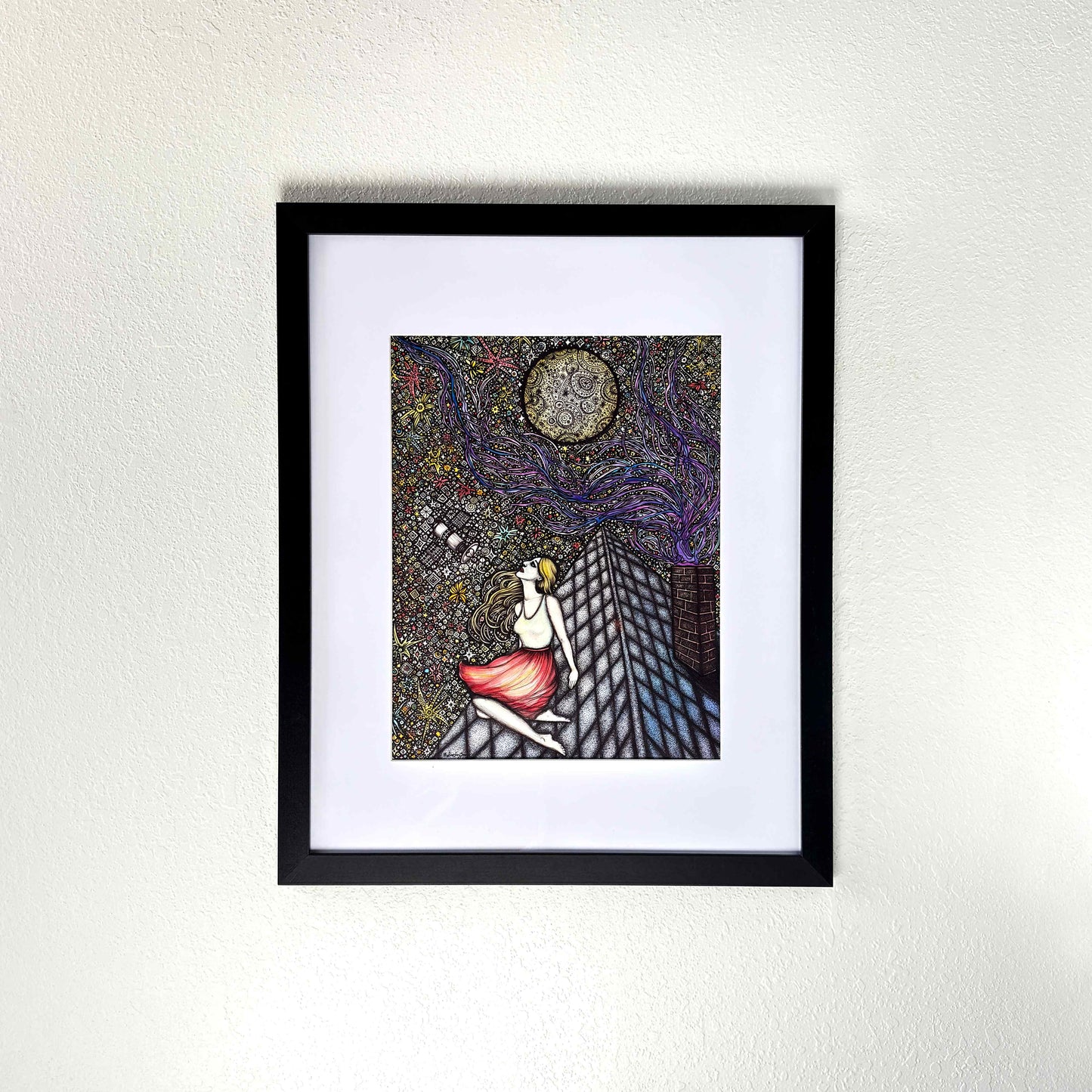 Pide un deseo a un satélite | Pintura original en tinta y acuarela