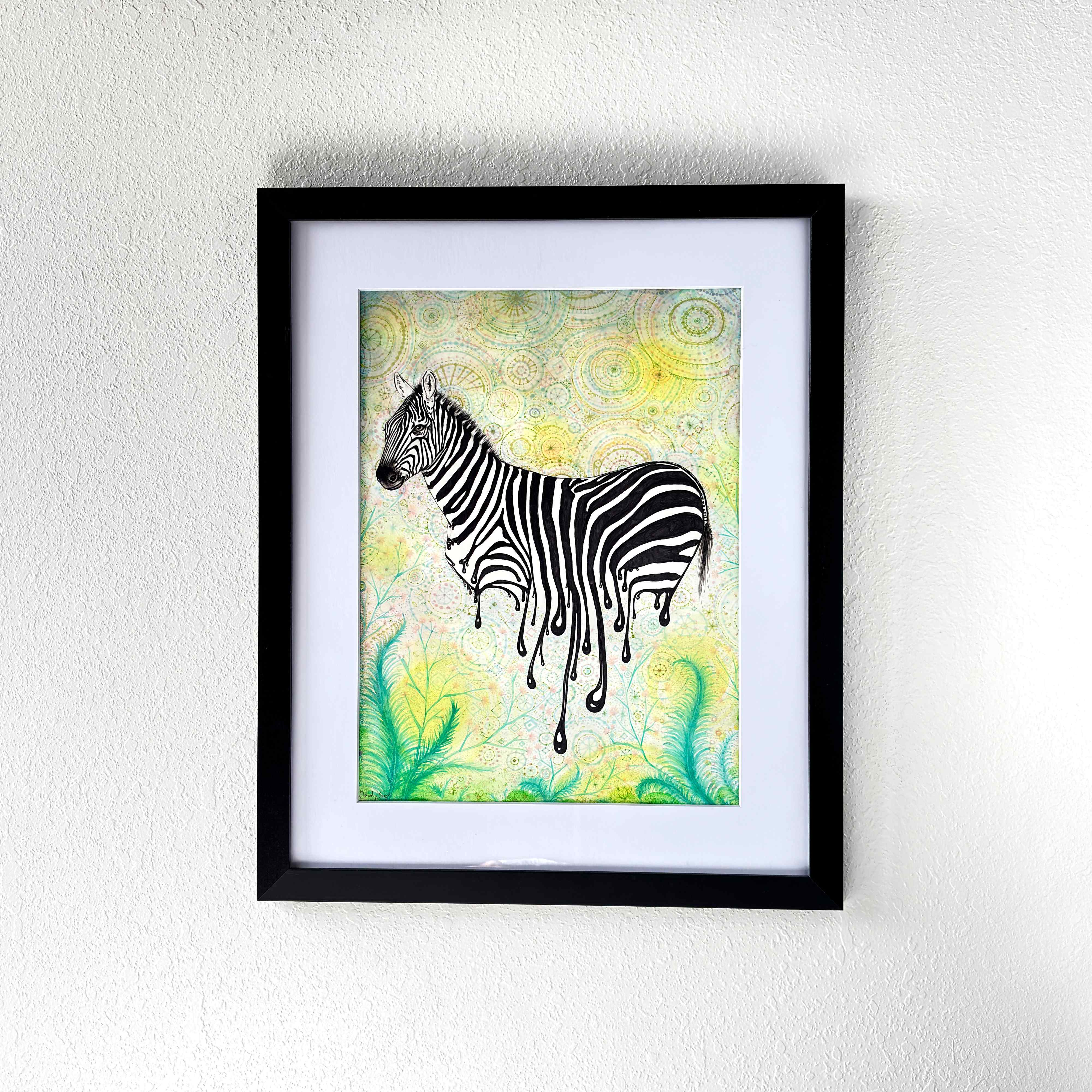 Zebra Running | Original Ink and Watercolor Painting – Melody Sage