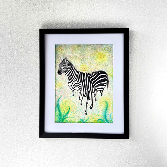 Zebra Running | Original Ink and Watercolor Painting